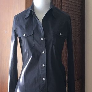 Theory Long sleeve button up top